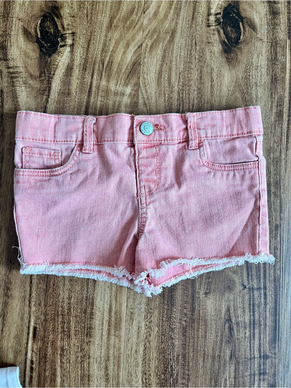 Pink Denim Frayed-Hem Girls' Shorts